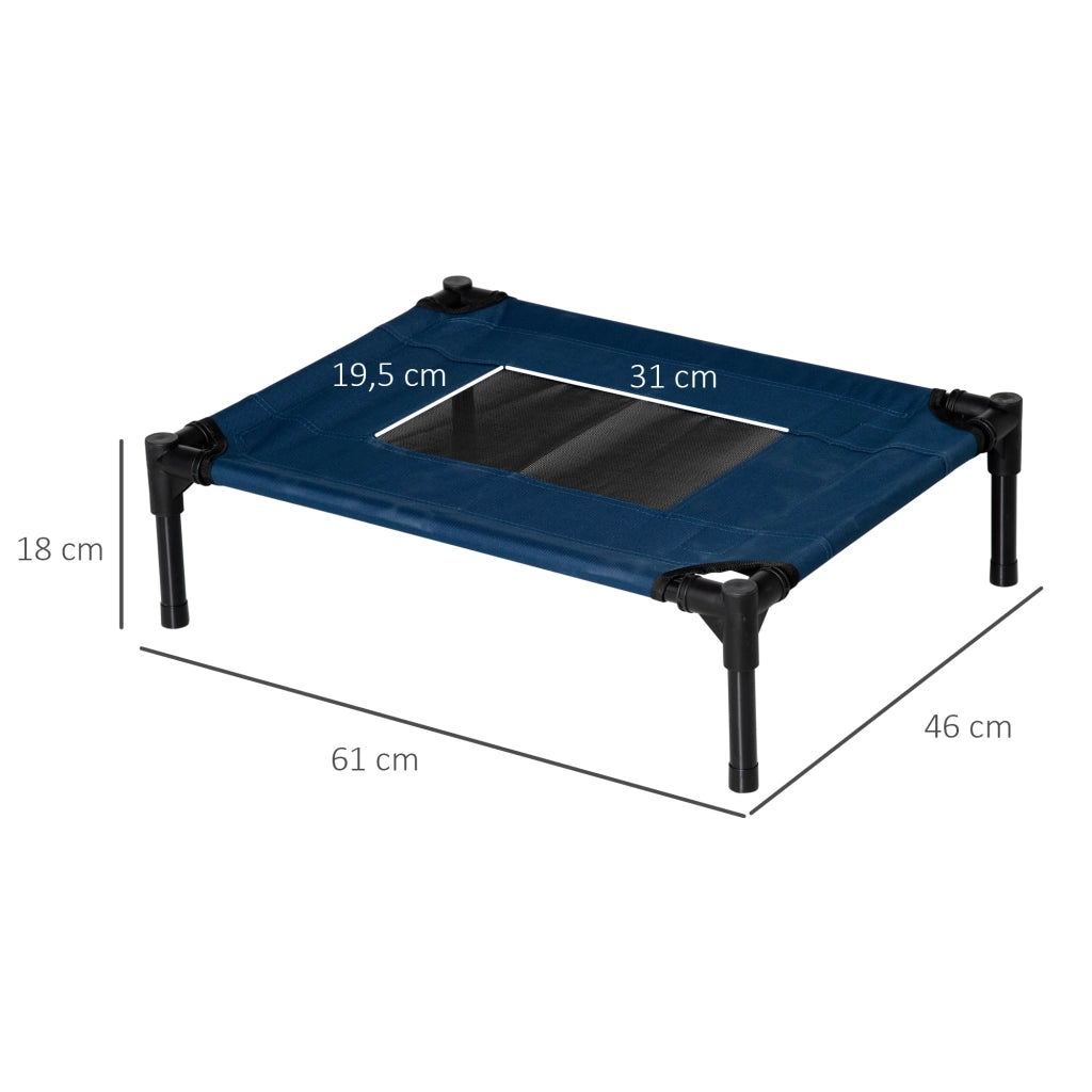 Letto per Cani Gatti Portatile con Zona a Maglia e Tela Oxford ¨C zephmum ¨C 61x46x18 cm Blu