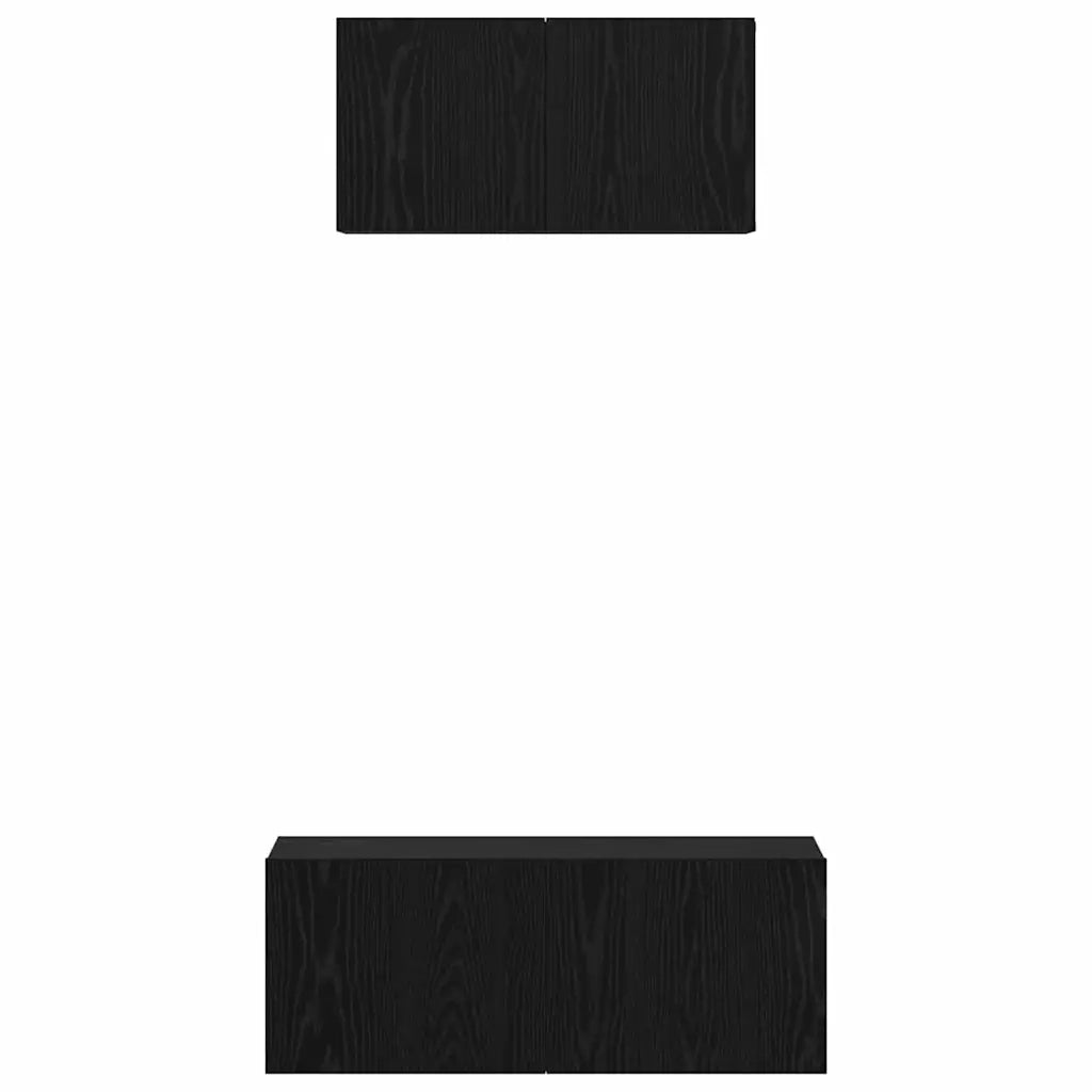Set mobile TV 2 pz-Set di 2 Credenza per TV Rovere Nero Legno multistrato 924290
