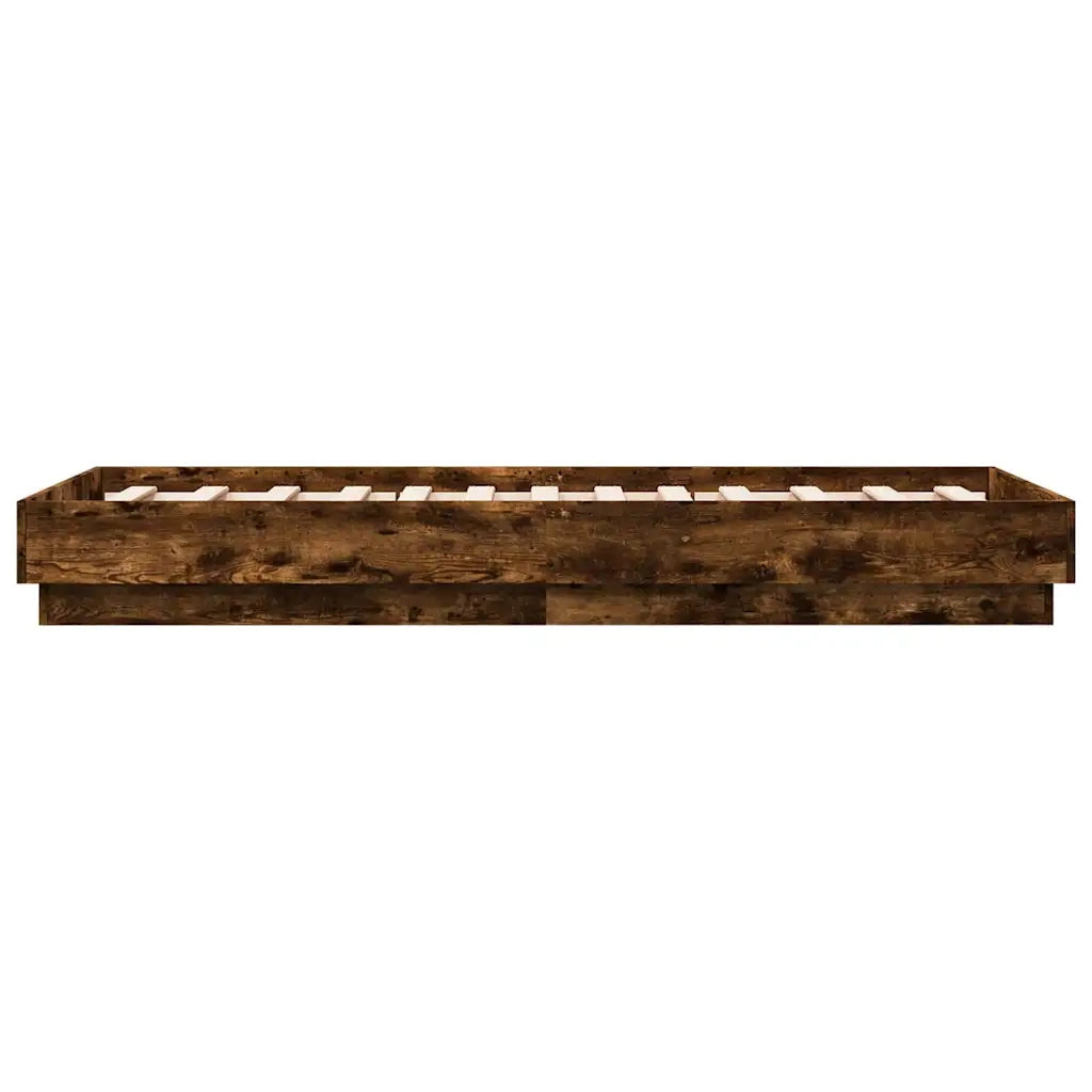 Giroletto con LED-Struttura Letto Rovere Fumo 75x190 cm