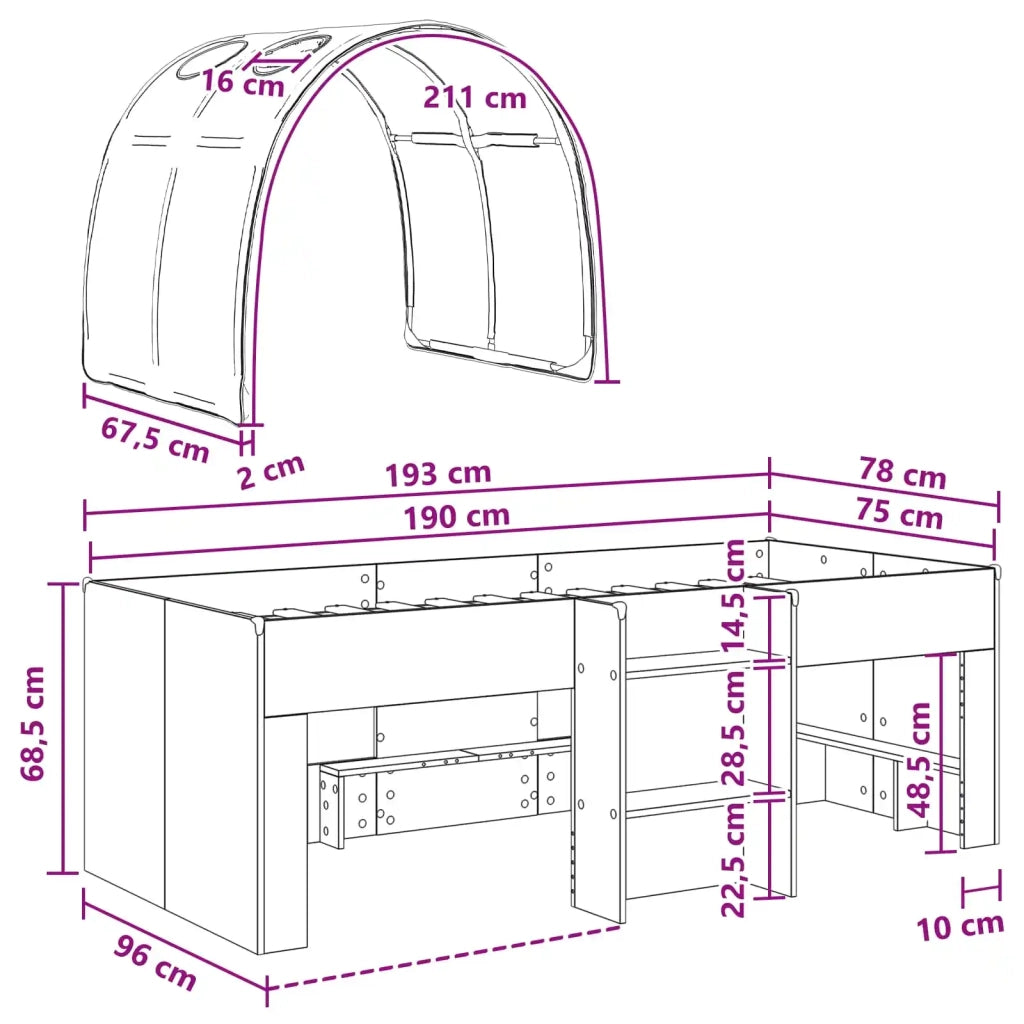 Letto con Tunnel 3 pz Sonoma e Blu Legno ingegnerizzato 3423577