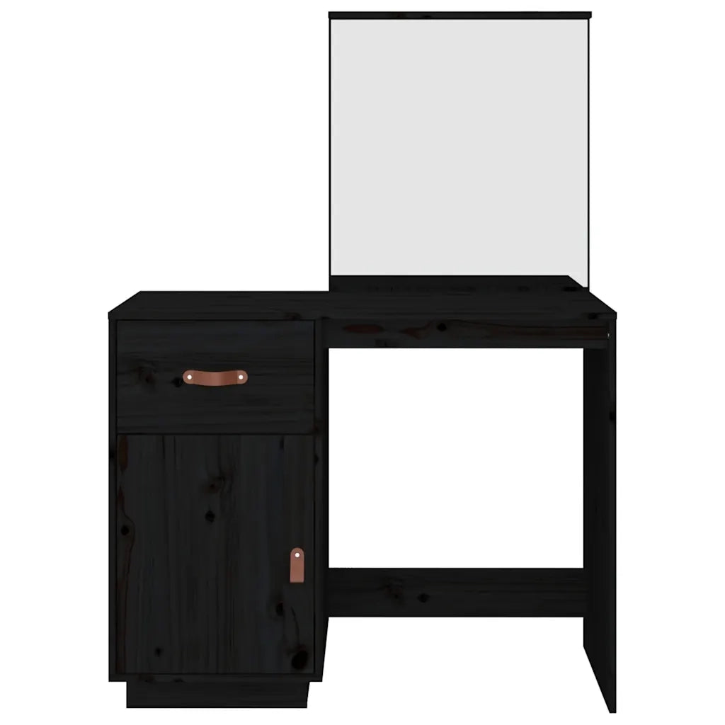 Toeletta Nera 95x50x134 cm in Legno Massello di Pino 820091