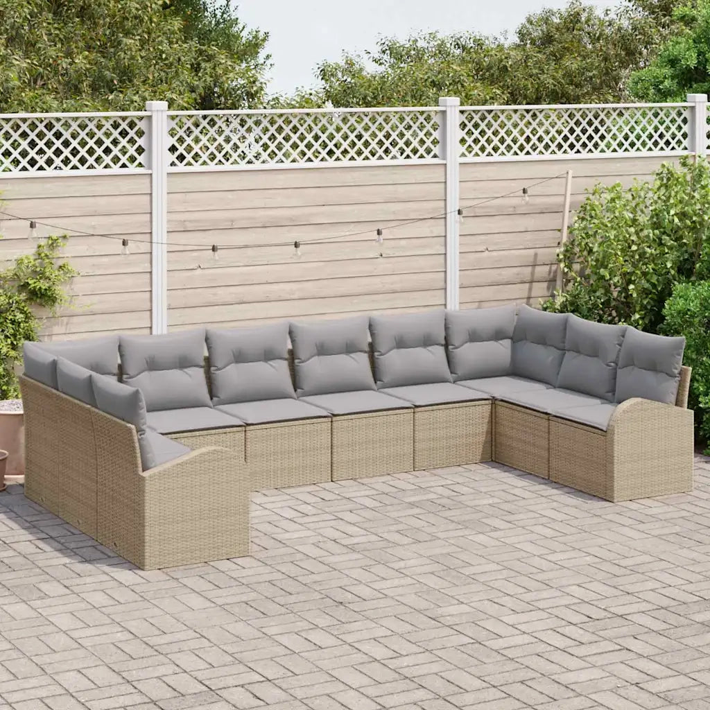 Set Divano da Giardino 10 pcs Beige e Grigio Chiaro polyrattan 3354889