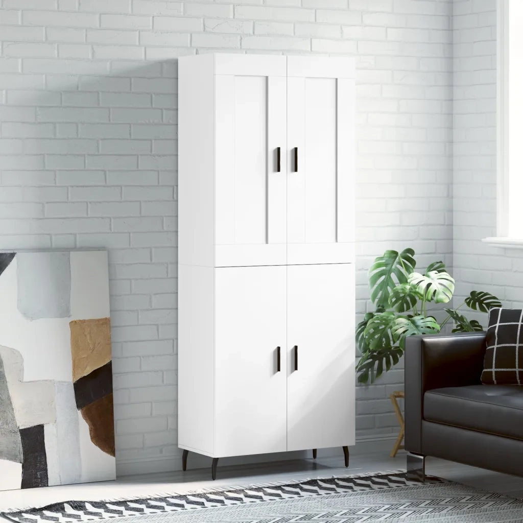 Credenza | Madia | Buffet da pranzo | Armadio da pranzo Bianca 69,5x34x180 cm in Legno Multistrato