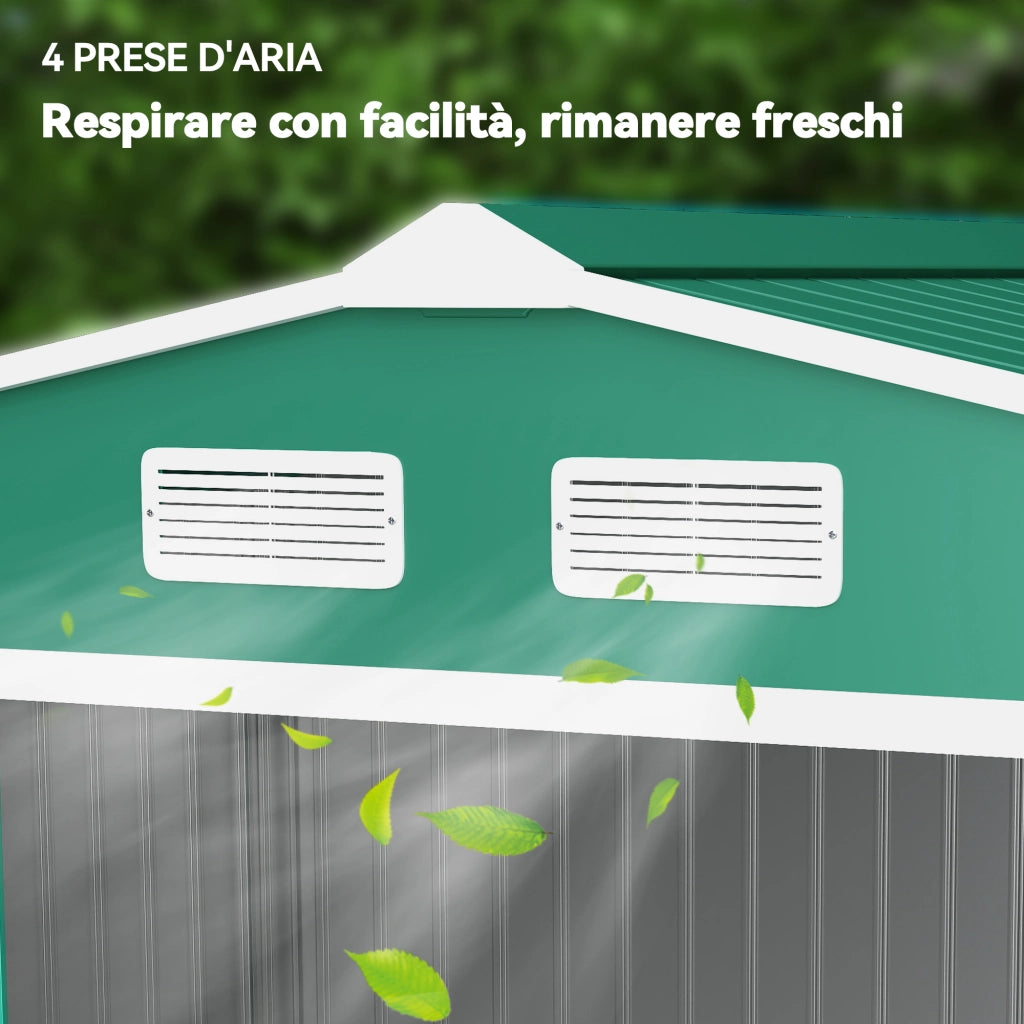 Casetta da Giardino in Acciaio ¨C Xylo ¨C Verde Scuro 277x195x192 cm