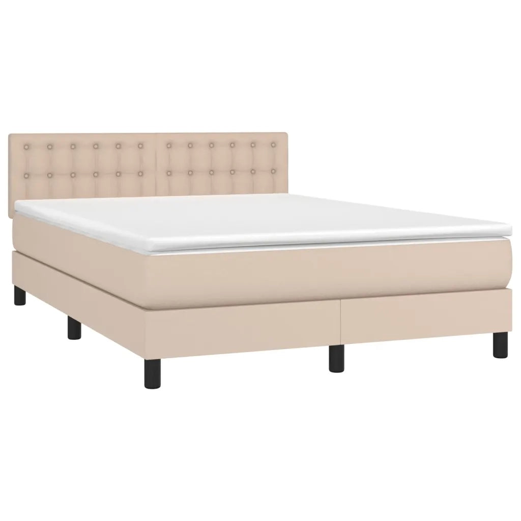 Giroletto Molle Materasso e LED Cappuccino 140x190cm Similpelle