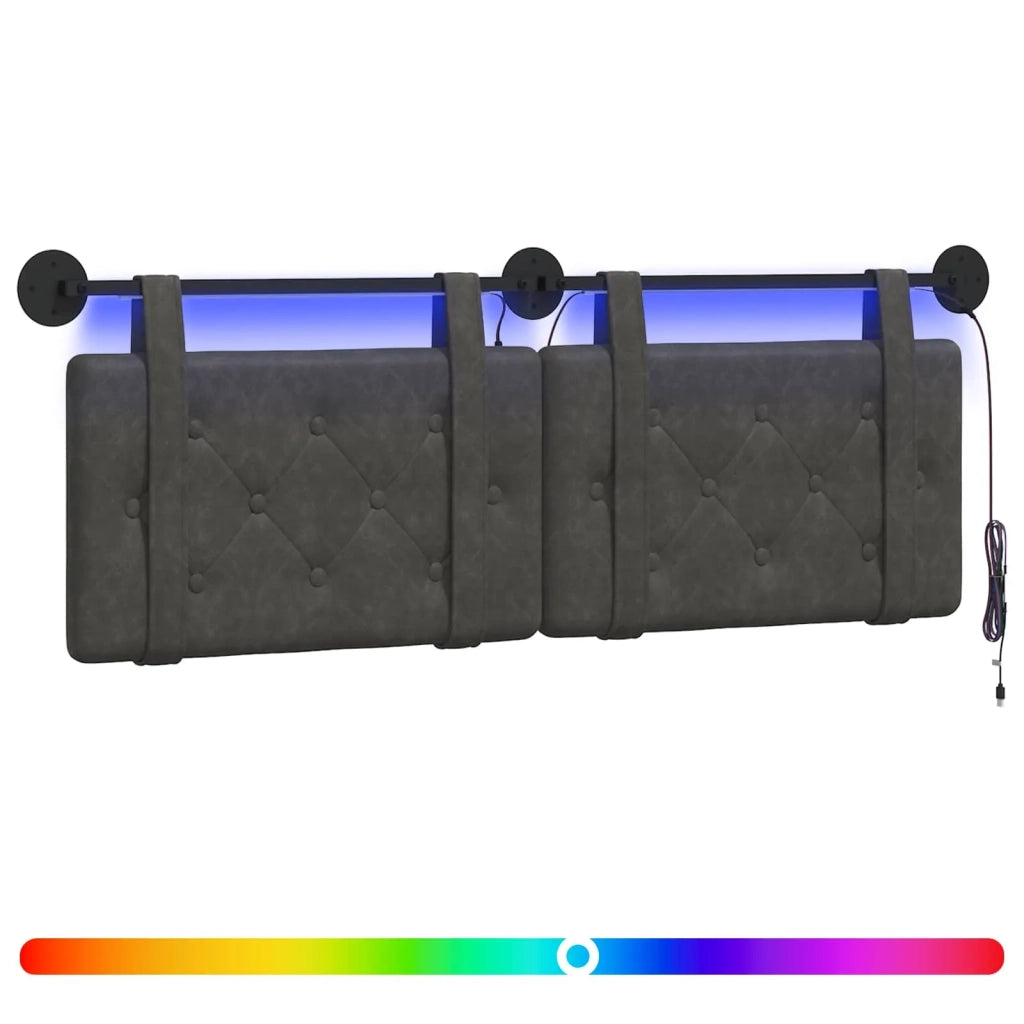 Testiera sospesa Con luce LED Nero PU Antico 3424187