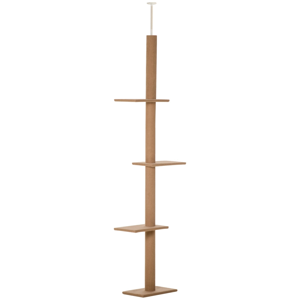 Tiragraffi per gatti con palo regolabile ¨C zephmum ¨C marrone 43x27x228-260 cm