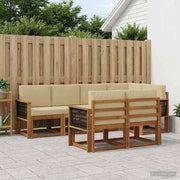 Set di divani da esterno 7 pz Naturale e Beige Poliestere 3385294