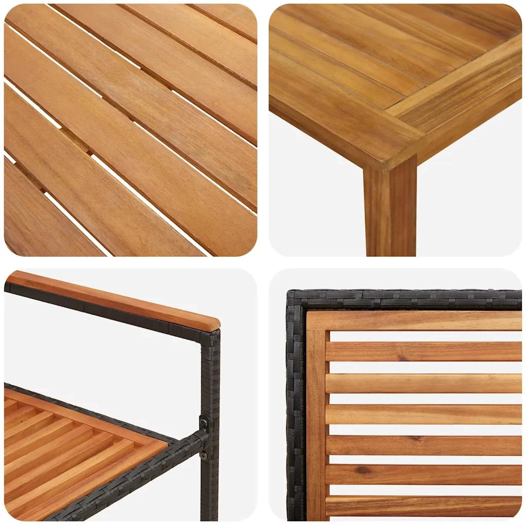 Set da Pranzo per Giardino 5 pcs Nero Legno di Acacia Massello 3365535
