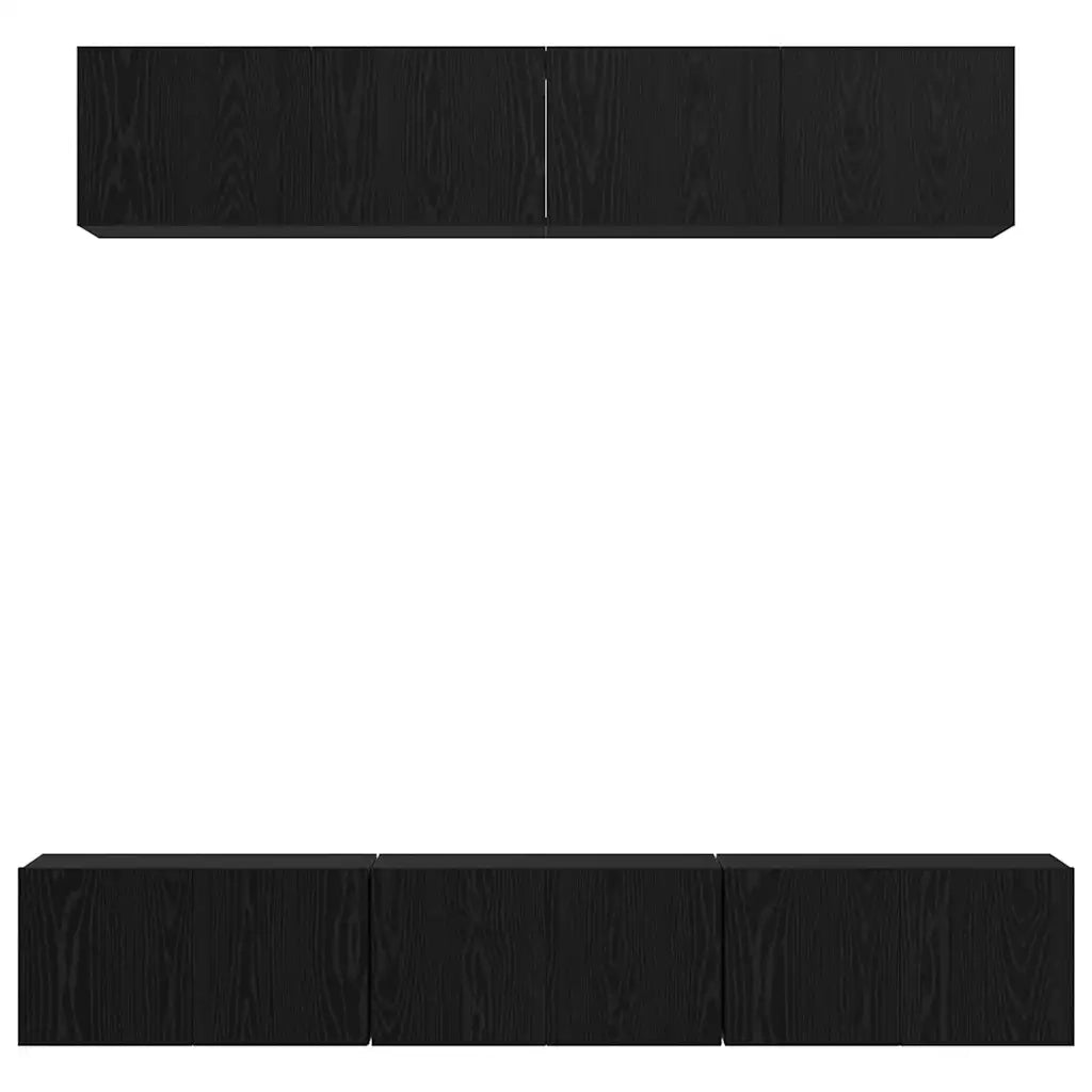 Set mobile TV 5 pz | Armadietto TV | Mobile Porta TV Rovere Nero Legno multistrato