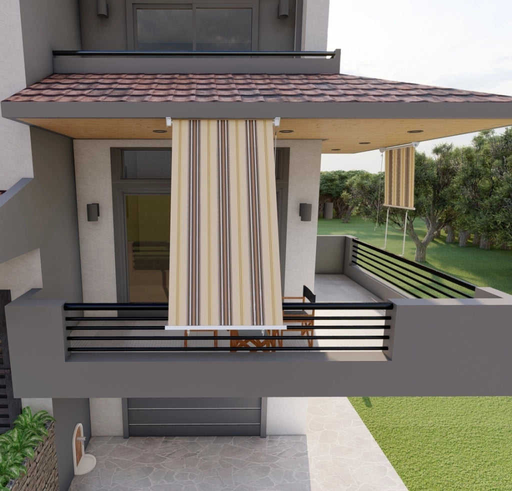 Tenda da sole per balcone con bracci, impermeabile 150cm Beige Marrone Golisa