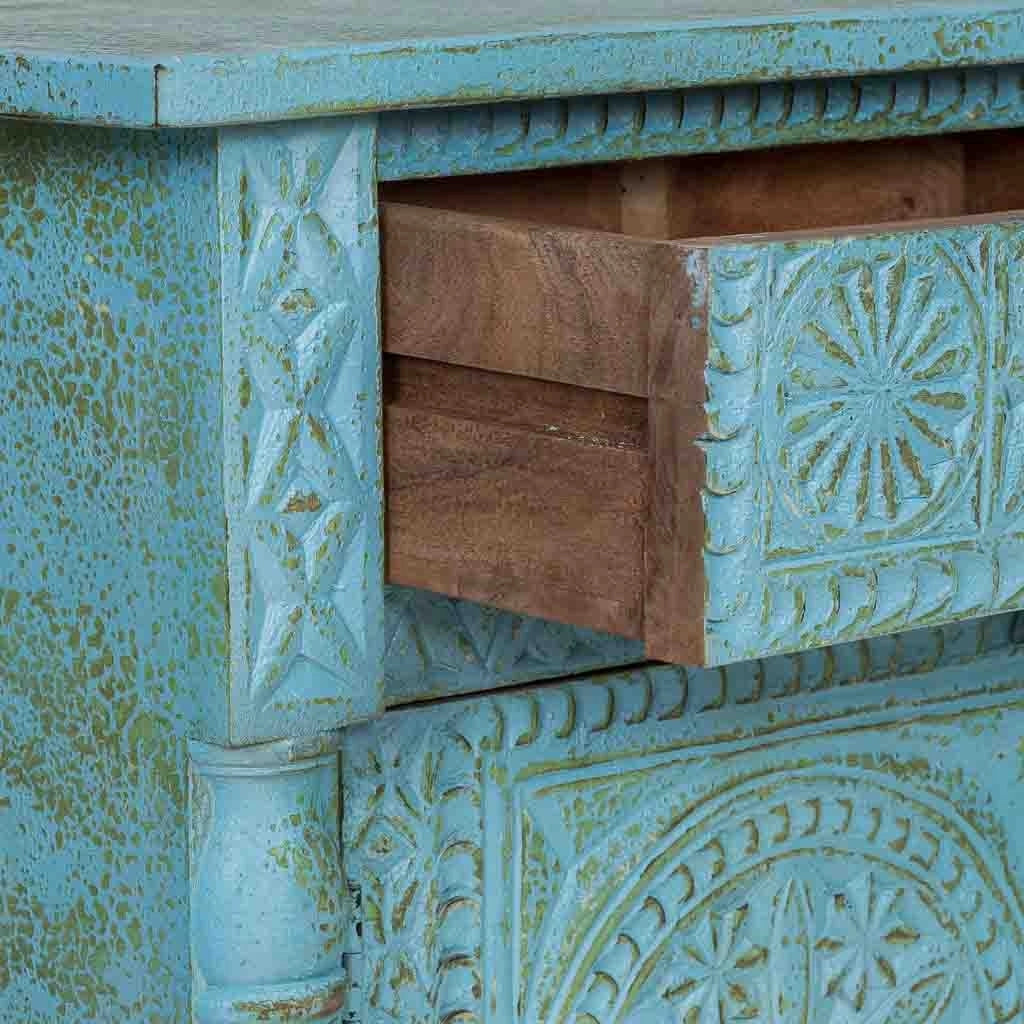 Credenza in legno blu 120x40x90 cm