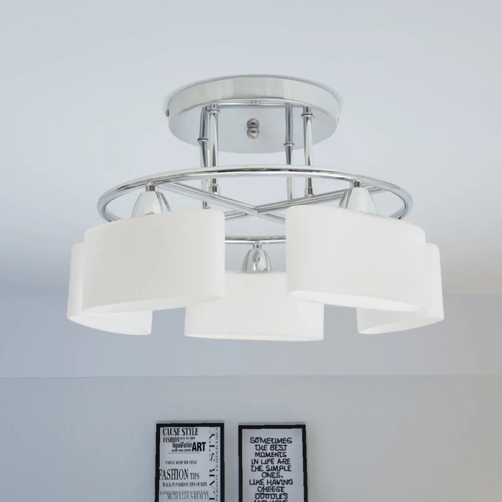Lampada Soffitto Paralumi Elissoidi Vetro 5 Lampadine E14 200 W 50494