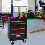 CARRELLO PORTA ATTREZZI 4 cassetti 60x33x77,5 cm acciaio nero/rosso