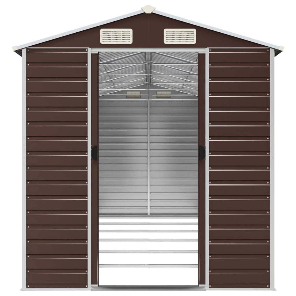 Casetta da giardino cabina ripostiglio casetta da esterno robusta casetta per attrezzi 191 x 555 x 198 cm acciaio zincato marrone 02_0022273