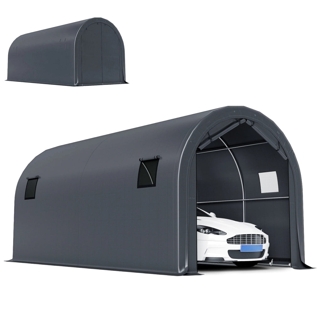 Garage Esterno per Auto 3x6 m Impermeabile ¨C Minimal ¨C Grigio Scuro