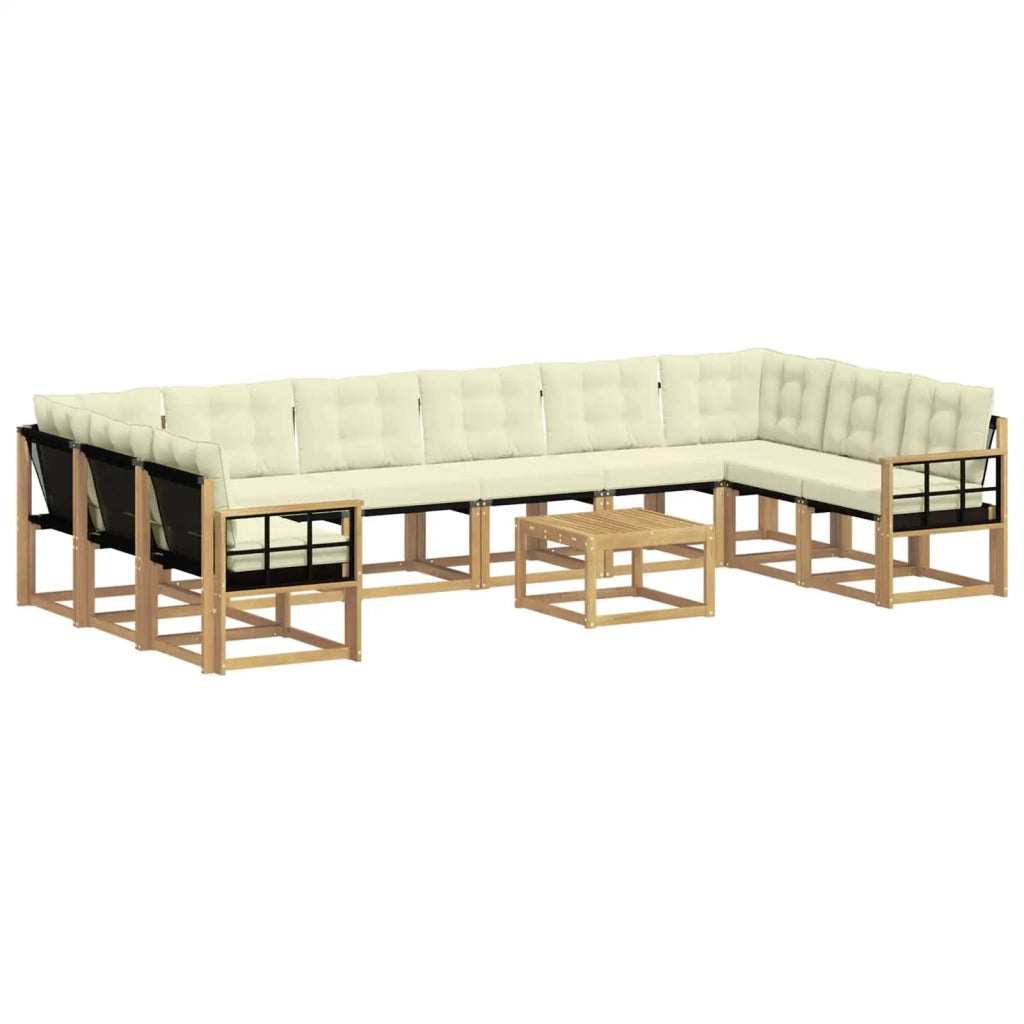 Set di divani da esterno 11 pz Bianco e Crema 3389936