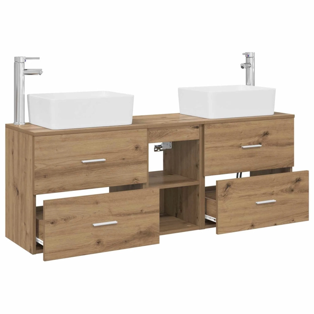 Set di Armadi da Bagno 3 pz Rovere Artigianale 3405858