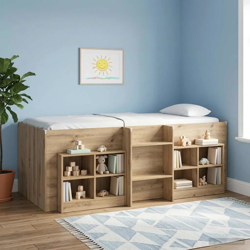 Letto Alto per Bambini | Letto Infantile | Lettino 2 pcs Rovere Artigianale