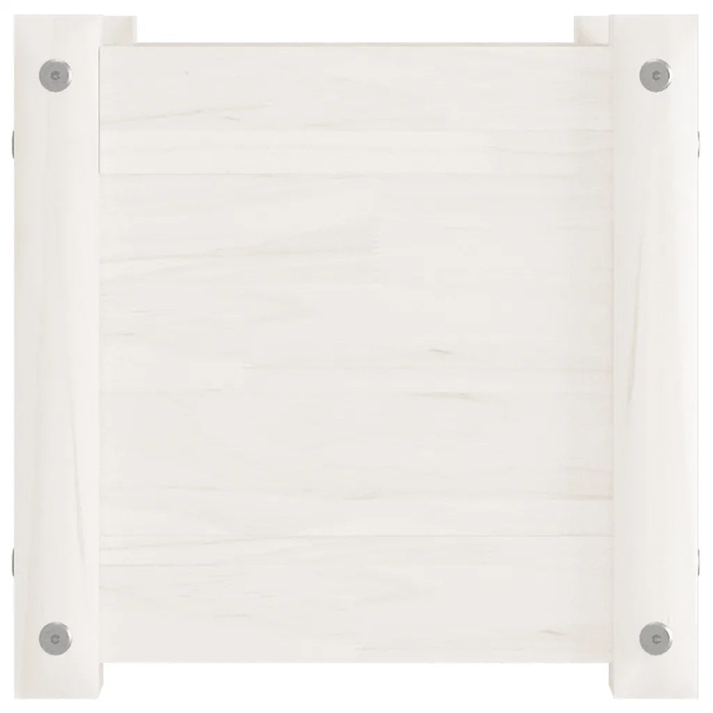 Fioriera da Giardino-Vaso da Esterno Bianca 31x31x31 cm Legno Massello di Pino 173653