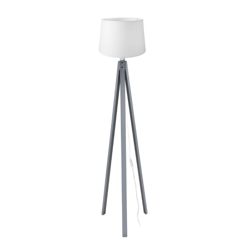 Lampada da terra DECOGRI3565 con piantana grigia e paralume bianco