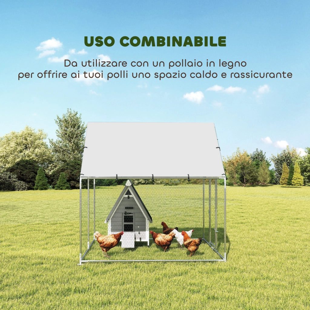 Pollaio per Galline ¨C zephmum ¨C Acciaio Zincato Argento 2x2x2 m
