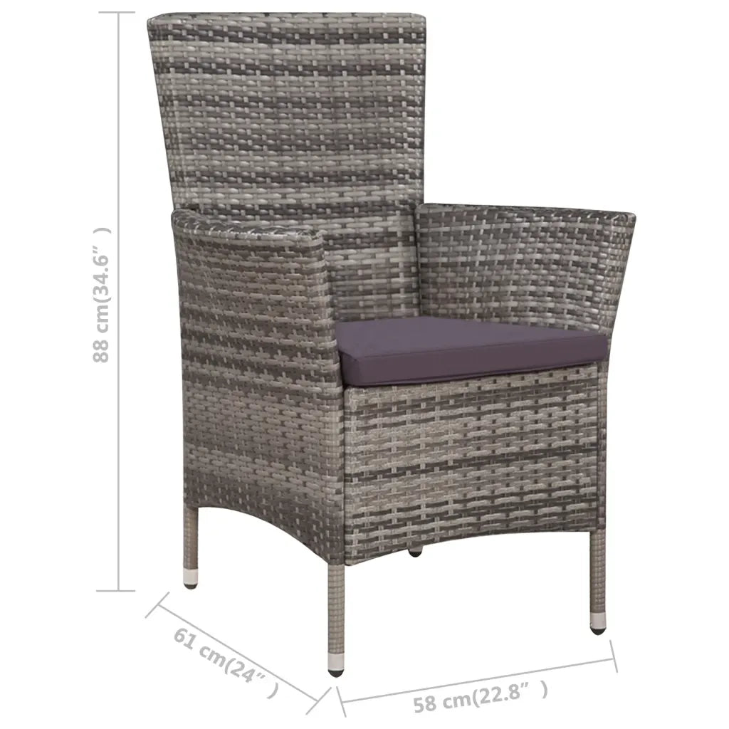 Set da Pranzo da Giardino 5 pz con Cuscini in Polyrattan Grigio 44072