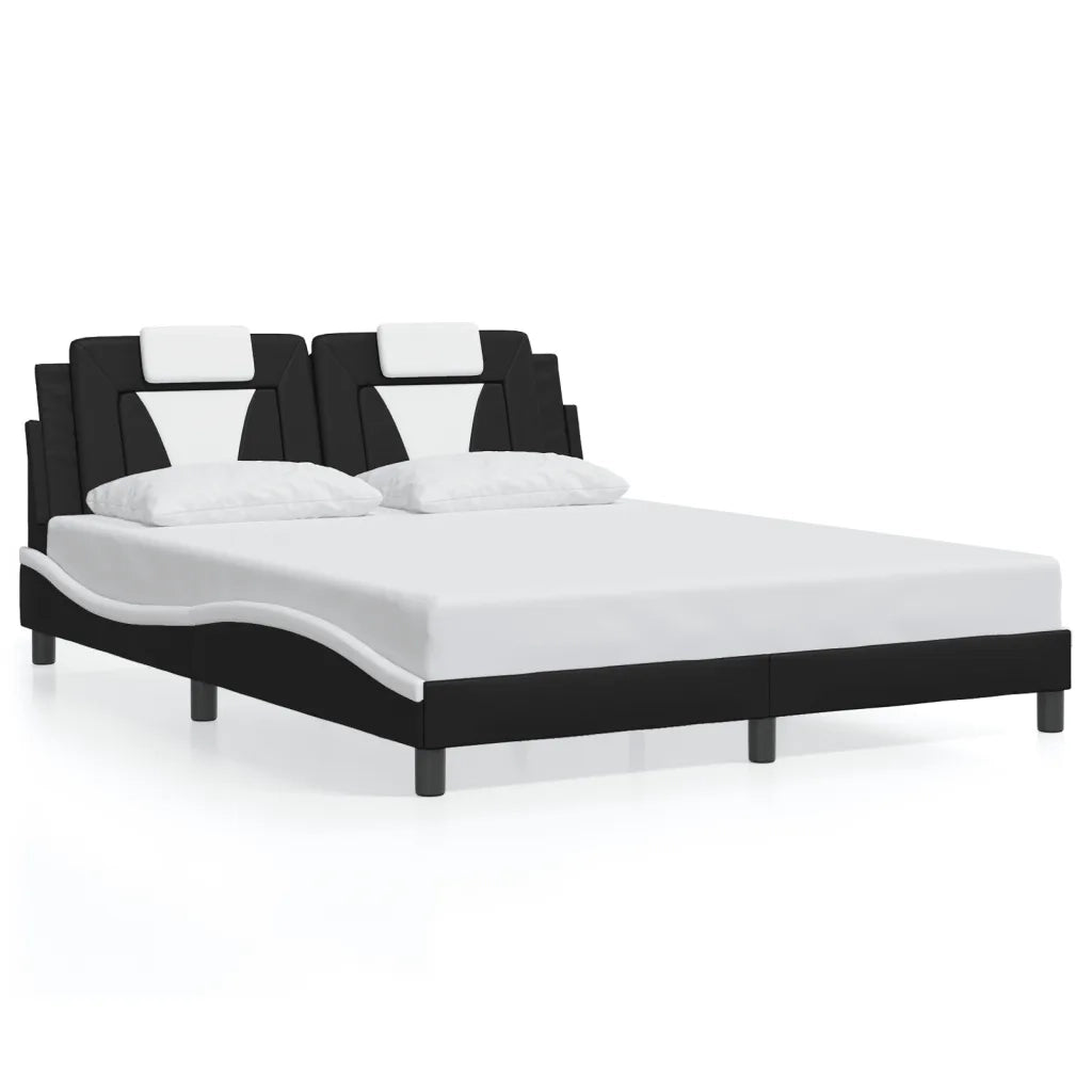 Giroletto Viana con LED senza Materasso Nero e Bianco 160x200 cm 3214034