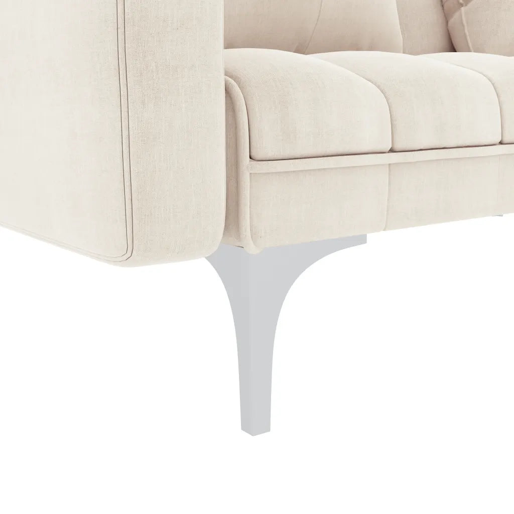 Divano Letto Crema in Tessuto 247216