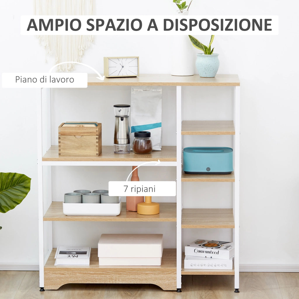 Libreria da Cucina Basso Salvaspazio Stile Industriale ¨C Minimal ¨C 90x40x95cm Bianco Legno e Metallo