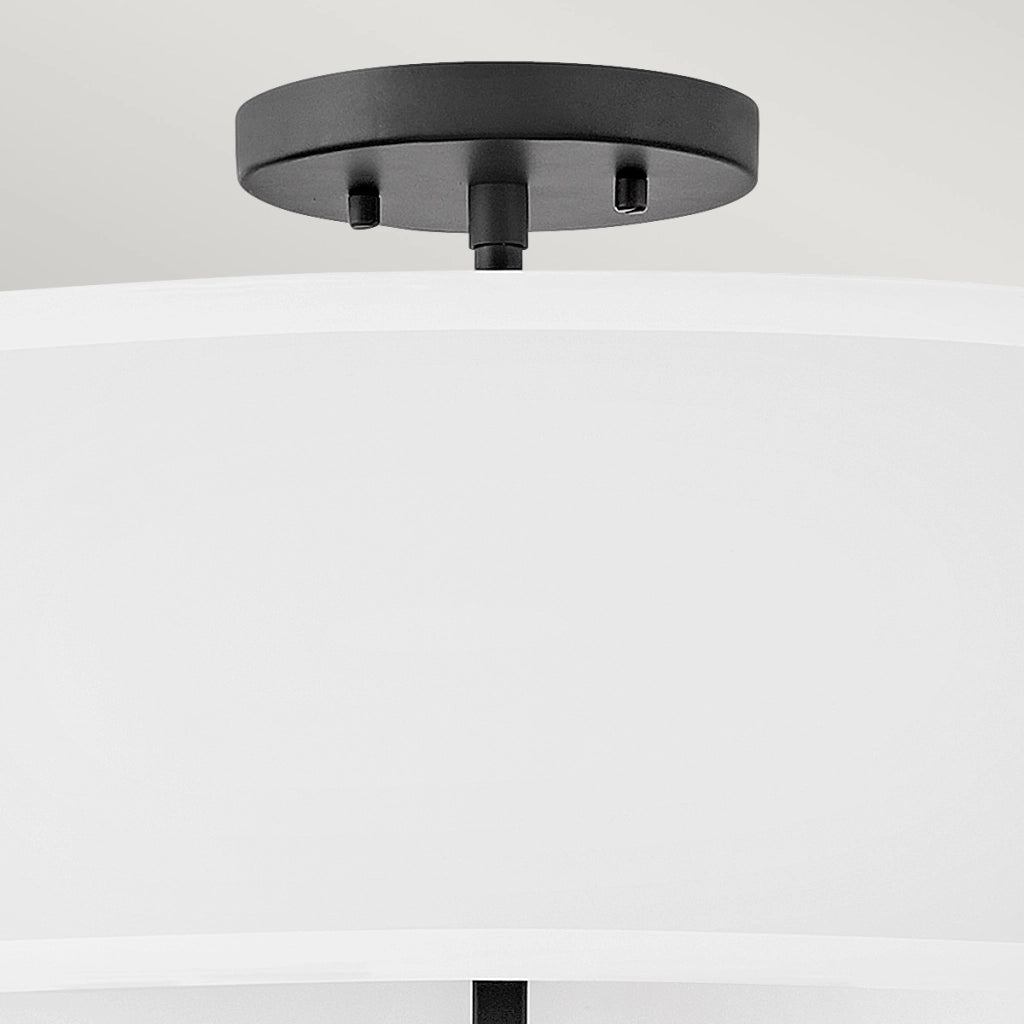 Plafoniera Hinkley Graham nero/bianco 4xE14 Ø58cm tessuto