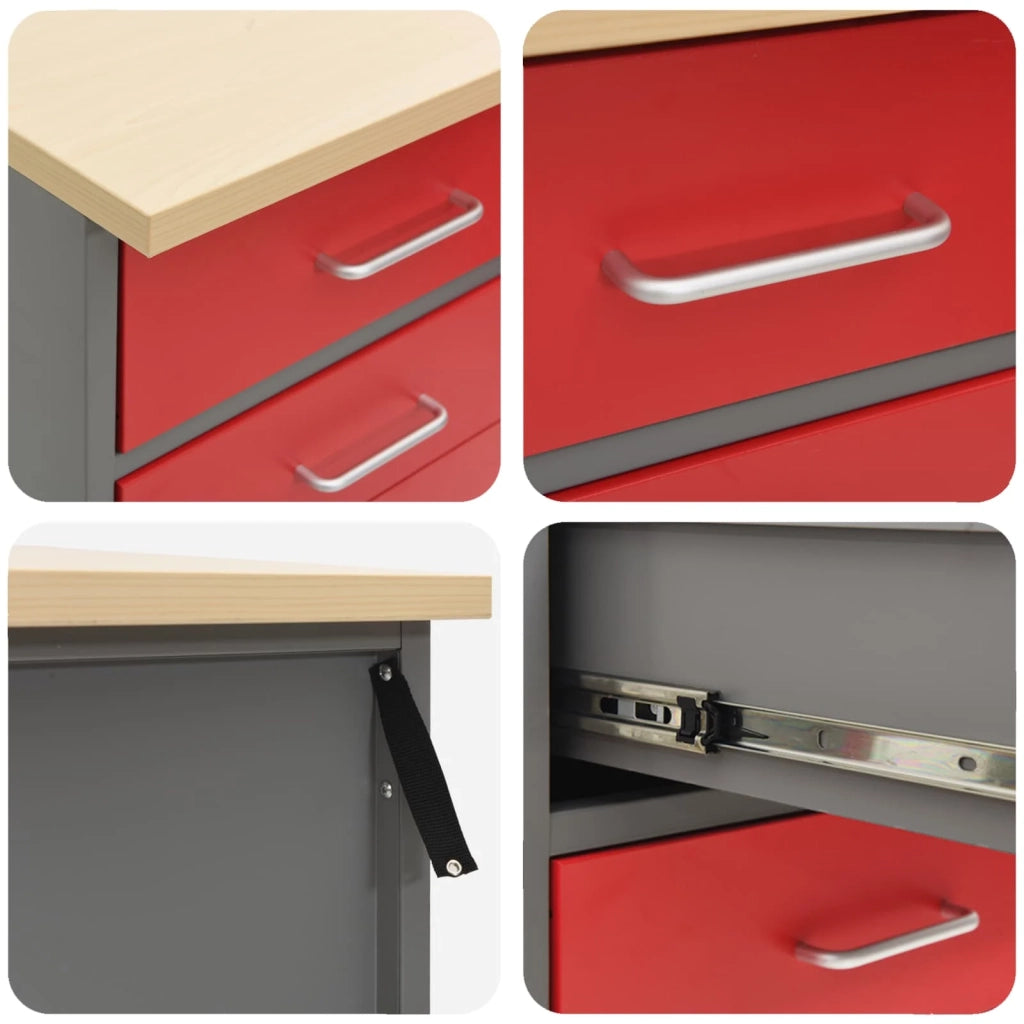 Mobile da lavoro 2 pcs Rosso e Grigio 100 x 55 x 85 cm 3321363