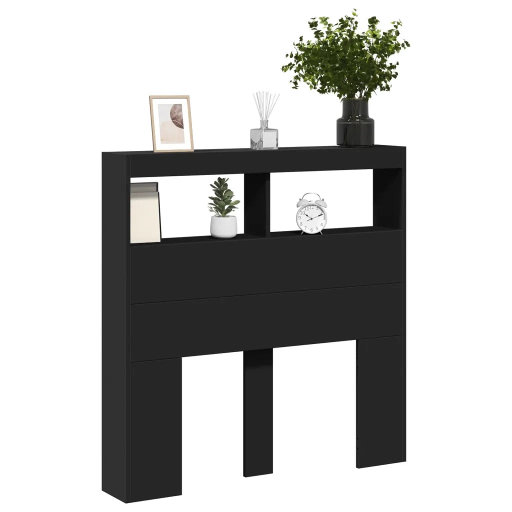 Testiera | Testata con Contenitore a LED Nera 100x17x102 cm