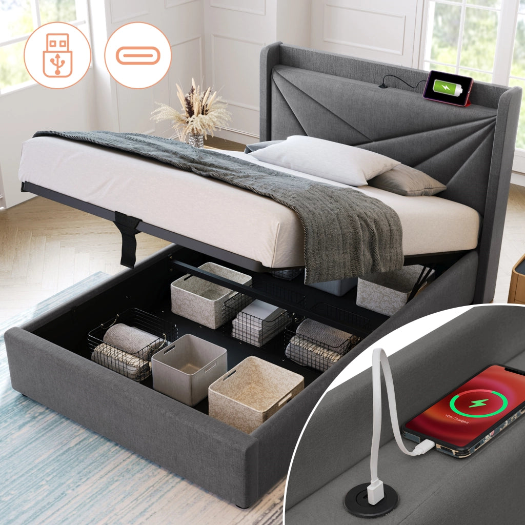letto singolo cotone lino grigio 90 x 200 cm
