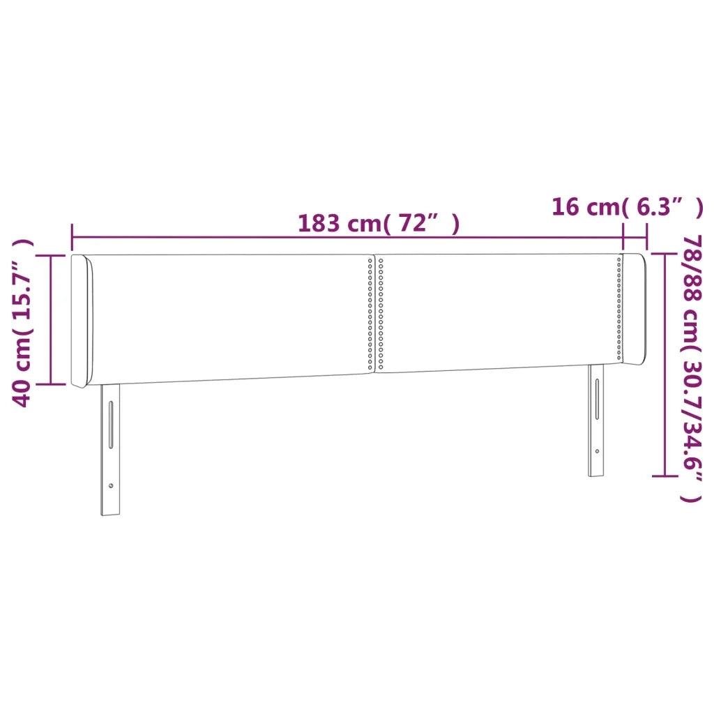 Testiera a LED-Testata con LED Grigio Chiaro 183x16x78/88 cm in Tessuto 247504