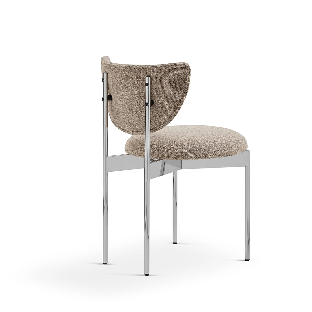 Sedia da pranzo Lunar - Xylo - 54x47x76 cm - Beige/Kaki - Struttura metallica nera senza braccioli