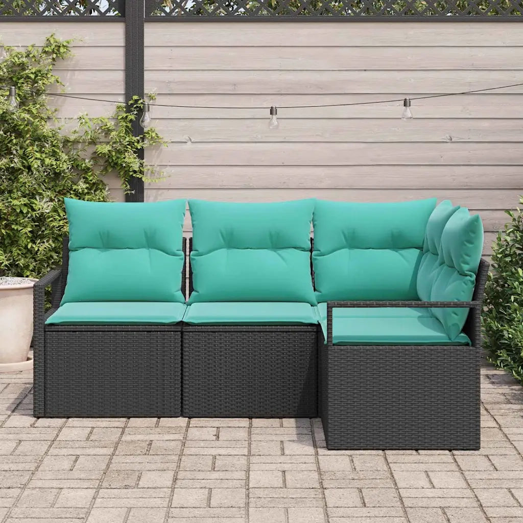 Set di divani 4 pcs Nero polyrattan 3346366