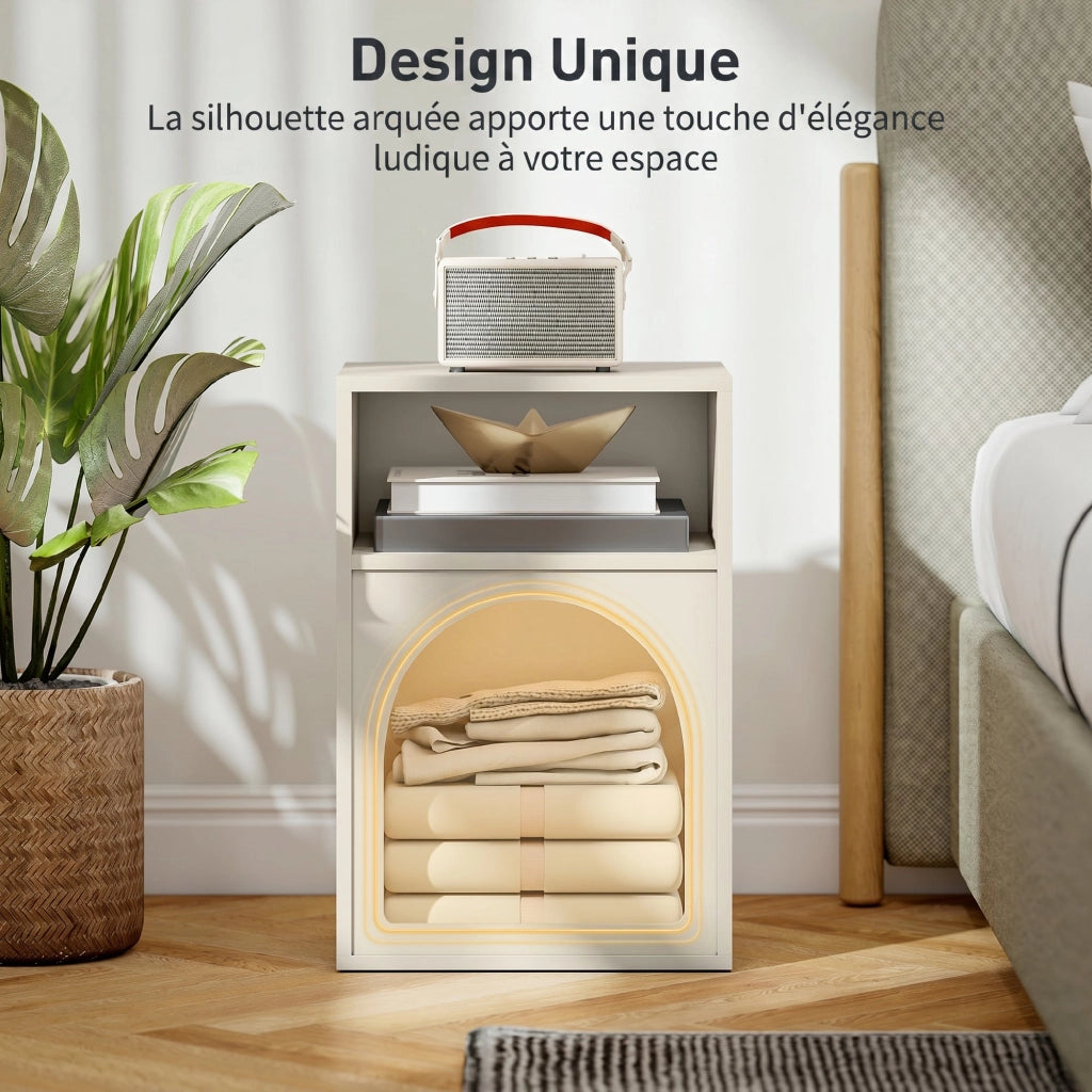 Comodino con scomparti aperti design ad arco ¨C Xylo ¨C crema 40x30x60 cm