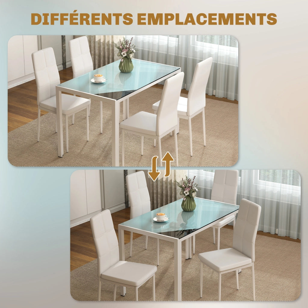 Tavolo da pranzo allungabile con sedie ¨C Minimal ¨C Bianco, vetro, 90x200