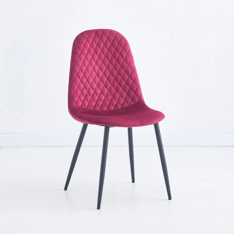 Sedia imbottita Bretta in vellutino colore rosso e gambe nere set 4 pezzi