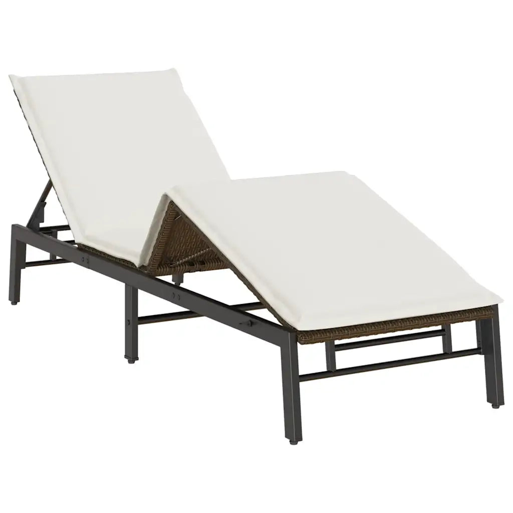 Lettino Prendisole con Cuscino Marrone in Polyrattan 4104080