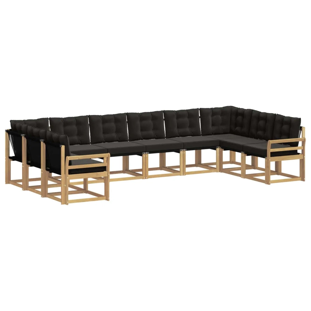 Set di divani da esterno 10 pz Bianco e Nero 3389910