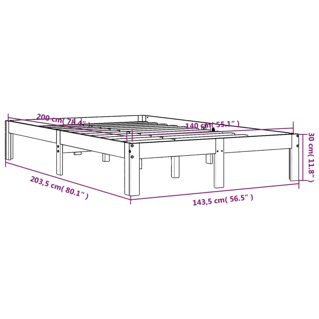 Giroletto senza Materasso-Struttura Letto Marrone Cera 140x200cm Massello Pino 482765