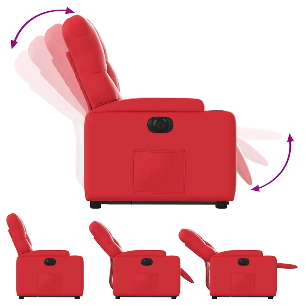 Poltrona Alzapersona Reclinabile Elettrica Rossa in Similpelle 3204791