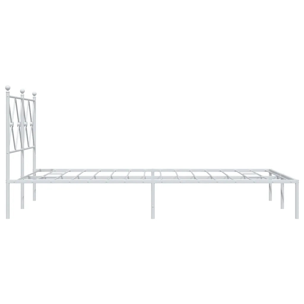 Letto matrimoniale | Letto per adulti | Giroletto con Testiera in Metallo Bianco 120x200 cm