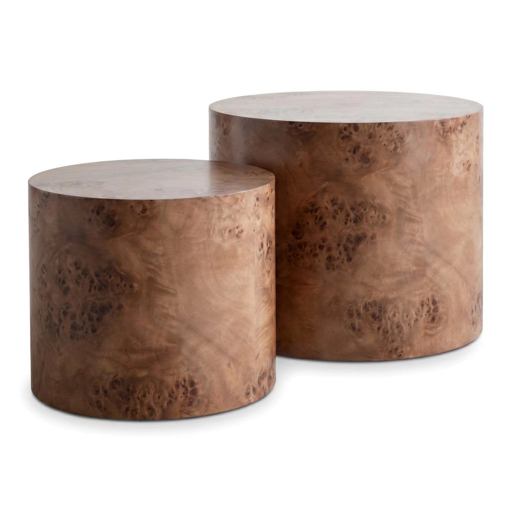 Set di 2 tavolini nesting 55x55x46 cm; design rustico; in legno e MDF; marrone scuro