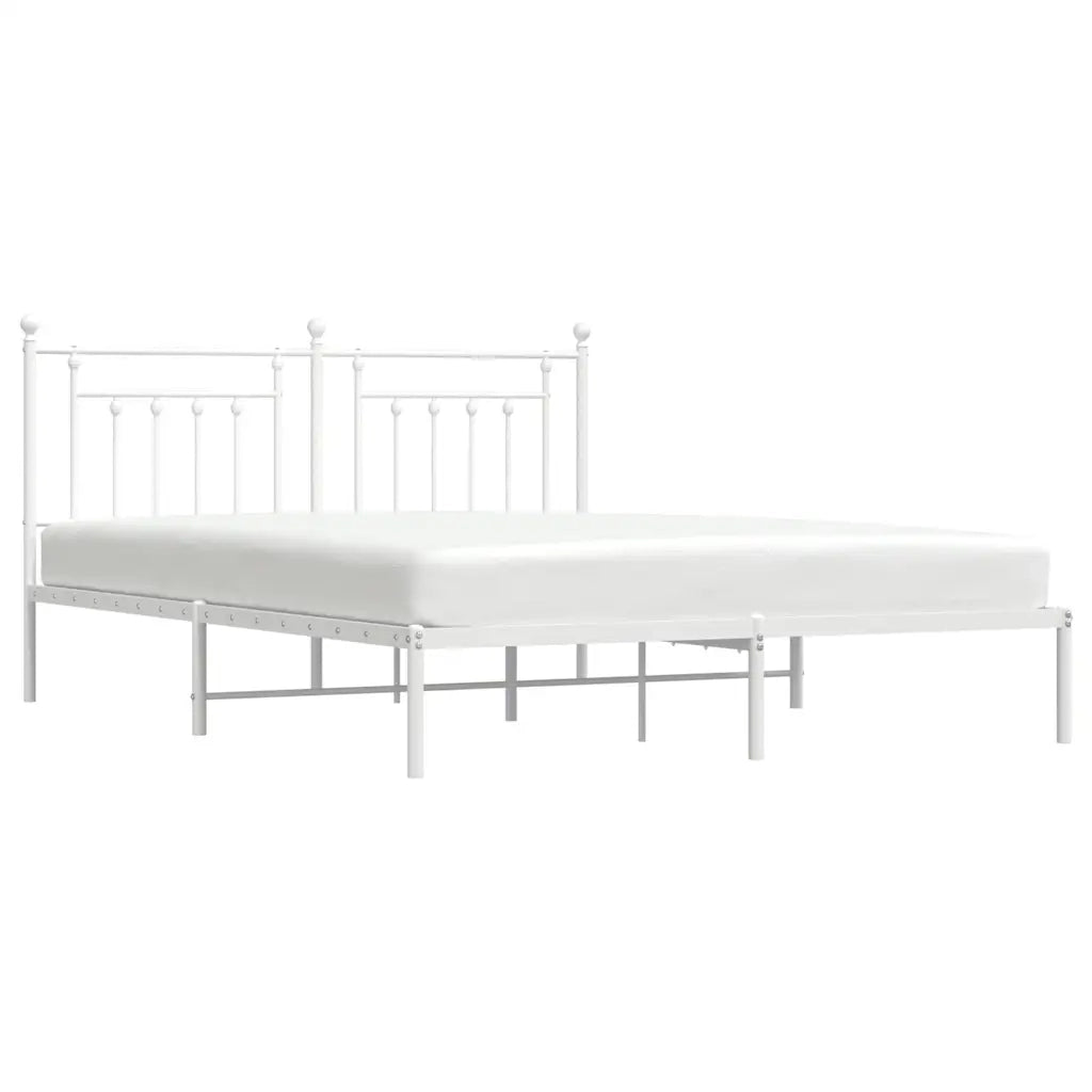 Letto matrimoniale | Letto per adulti | Giroletto con Testiera Metallo Bianco 183x213 cm
