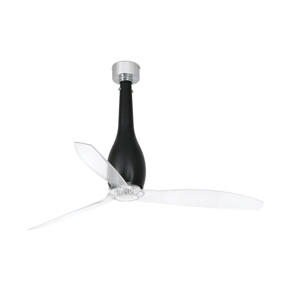 FARO Ventilatore da soffitto per interno 13-176 m² motore DC 6 velocita funzione inversa con telecomando Nero opaco-Trasparente Acciaio e policarbonato FARO-32003