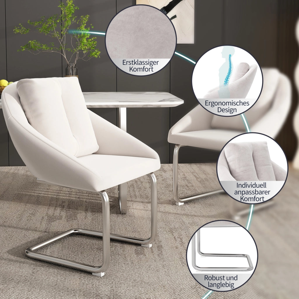 SEDIE in velluto Beige Set da 4 pezzi