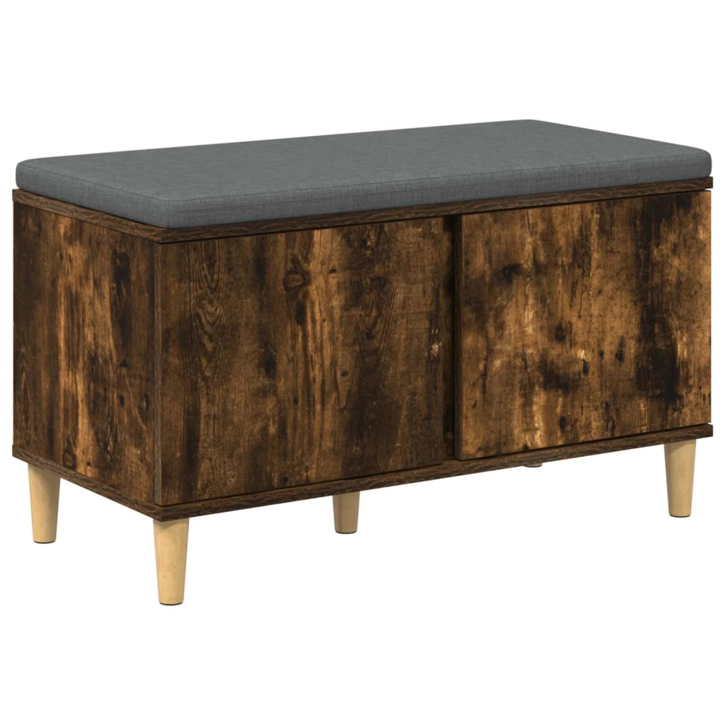 Panca per ingresso con cuscino-Sgabello-Panca da Corridoio Rovere fum¨¦ 60 x 38 x 46 cm 187677